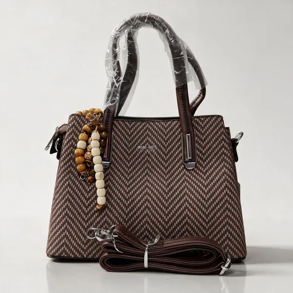 Brown_Textured_Tote_Handbag_For_Women