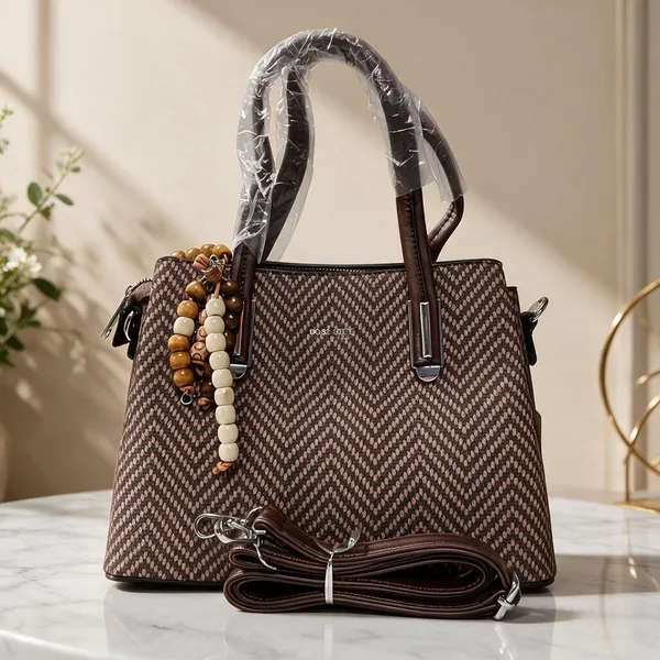 Brown_Textured_Tote_Handbag_For_Women