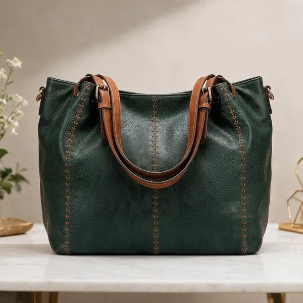 APJUNIVERSE_Women's_Stylish_Green_Tote_Handbag_Waterproof_Shoulder_Bag_(Dark_Green,_8_L)