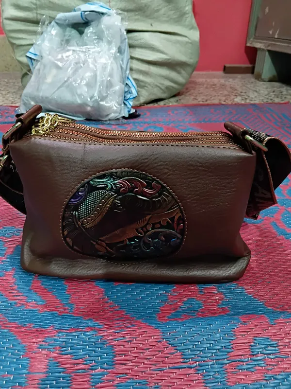 Brown_Textured_Crossbody_Sling_Bag_For_Women