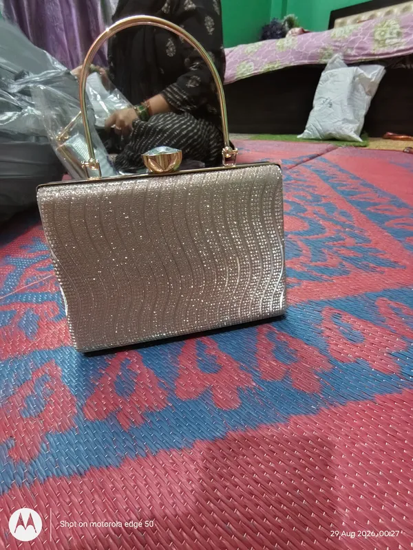 Rose_Gold_Glitter_Structured_Handbag_For_Women
