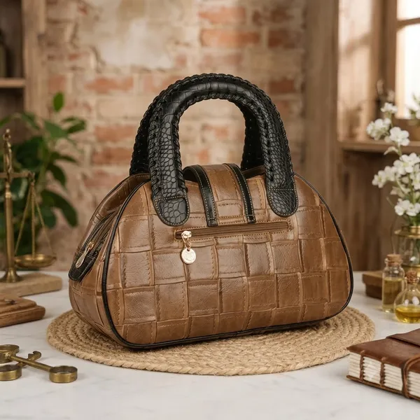 Brown_Textured_Dome_Handbag_For_Women_Default_Title
