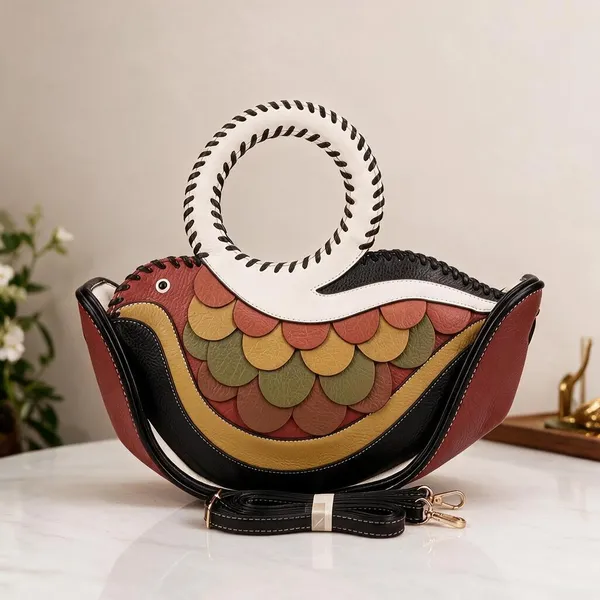 Women_S_Premium_Swan_Designer_Handbag_With_Detachable_Sling_Strap_Multicolor