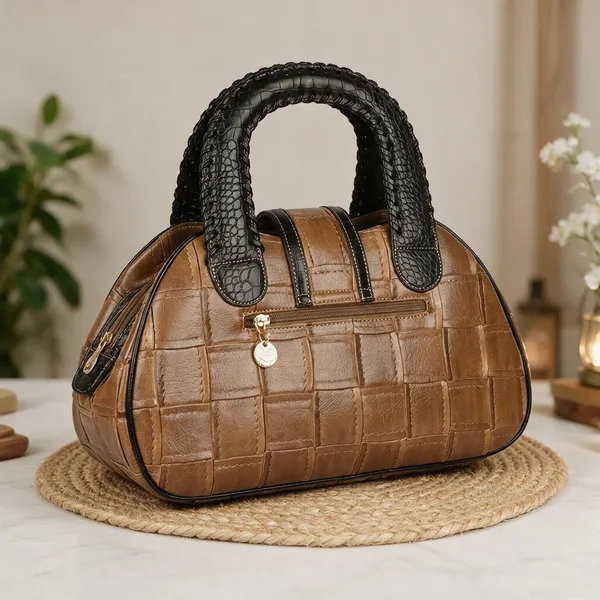 Brown_Textured_Dome_Handbag_For_Women_Default_Title