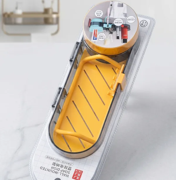 Yellow_Plastic_Wall_Mounted_Soap_Dish