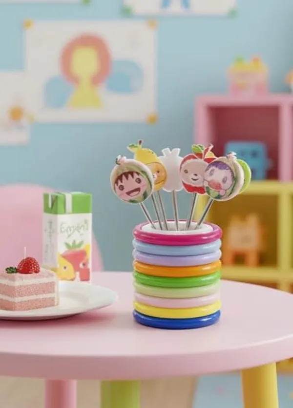 Multicolor_Plastic_Cartoon_Fruit_Head_Appetizer_Picks_Set_With_Holder