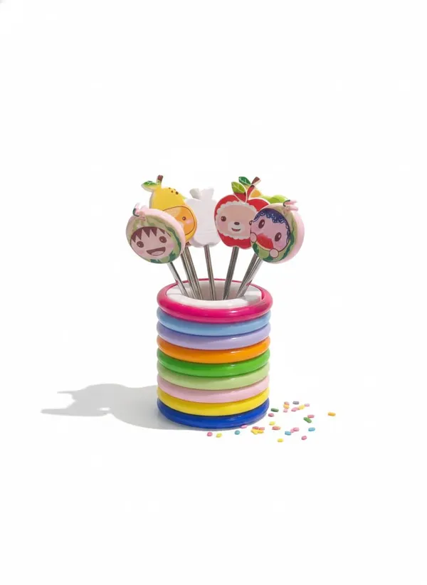 Multicolor_Plastic_Cartoon_Fruit_Head_Appetizer_Picks_Set_With_Holder