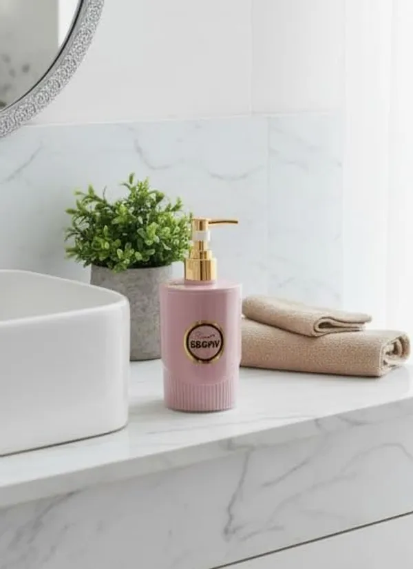 Brown_And_Pink_Plastic_Glossy_Refillable_Soap_And_Lotion_Dispenser