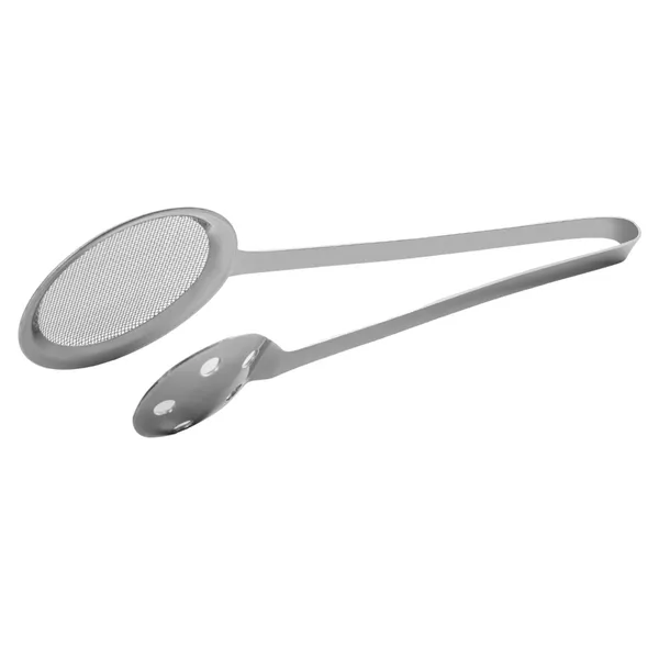 Silver_Stainless_Steel_Serving_Tong_And_Oil_Skimmer_Fryer_Spoon_Set