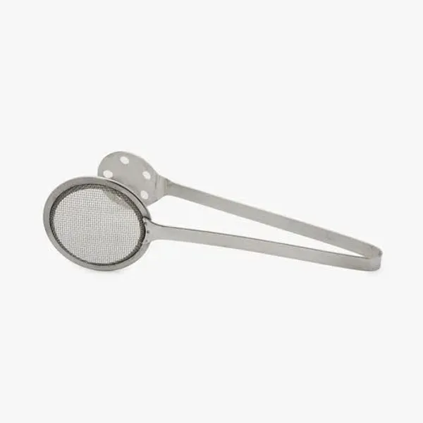 Silver_Stainless_Steel_Serving_Tong_And_Oil_Skimmer_Fryer_Spoon_Set
