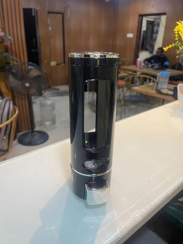 Black_Plastic_Wall_Mounted_Chrome_Liquid_Soap_Dispenser