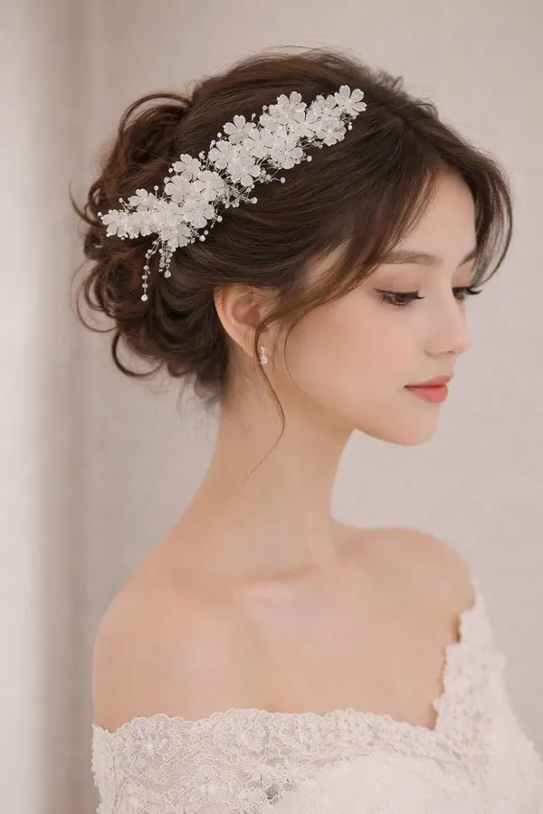 Silver_Metal_Fabric_Bridal_Floral_Hair_Band_Tiara_For_Women