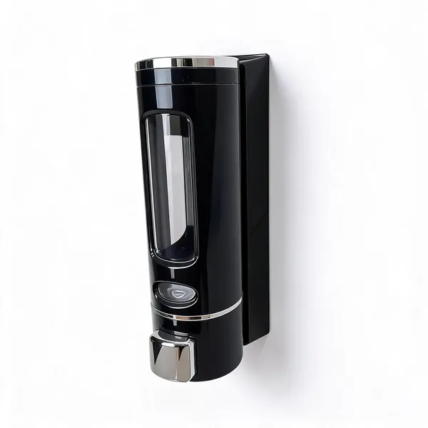 Black_Plastic_Wall_Mounted_Chrome_Liquid_Soap_Dispenser