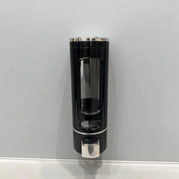 Black_Plastic_Wall_Mounted_Chrome_Liquid_Soap_Dispenser