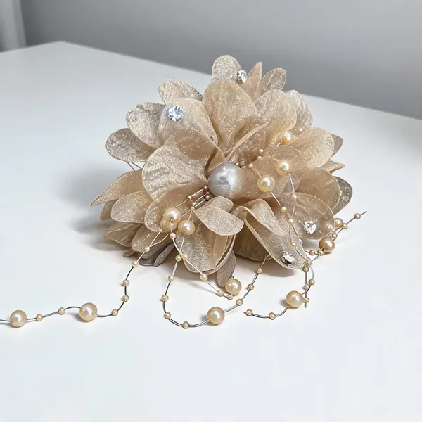 Beige_Beige_Fabric_Floral_Bridal_Pearl_Crystal_Hair_Clip_For_Women