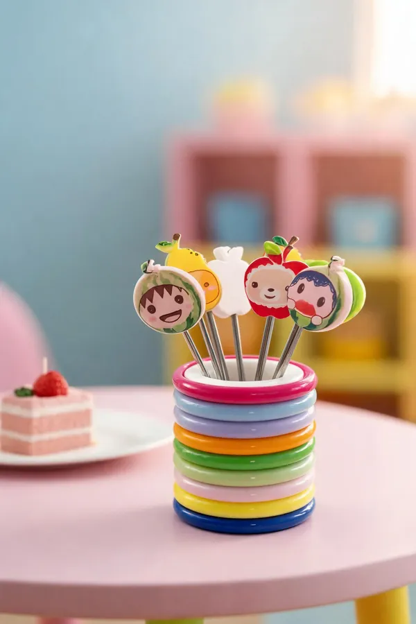 Multicolor_Plastic_Cartoon_Fruit_Head_Appetizer_Picks_Set_With_Holder