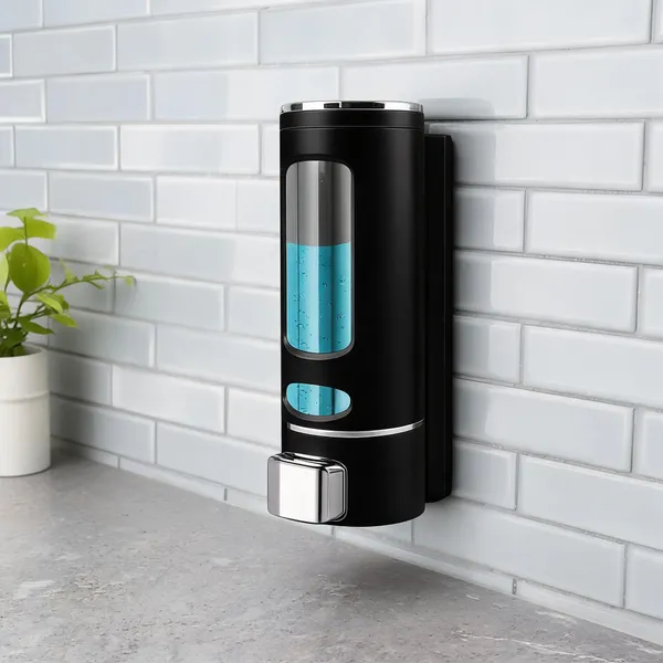 Black_Plastic_Wall_Mounted_Abs_Liquid_Soap_Dispenser