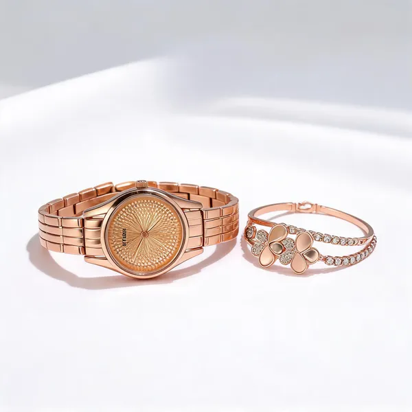 Rose_Gold_Stainless_Steel_Analog_Watch_And_Bracelet_Set_For_Women