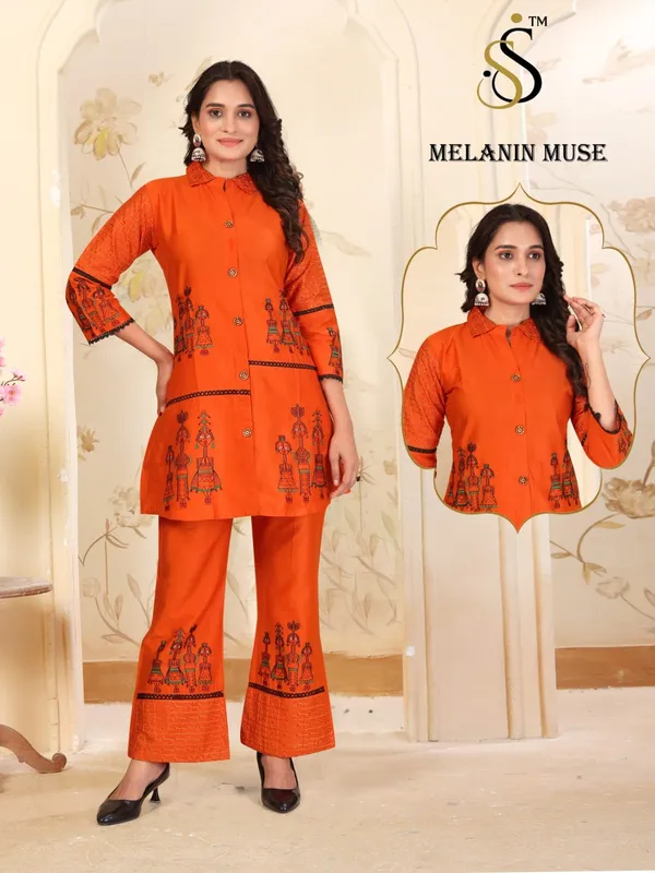 Orange_Printed_Kurta_Pant_Set_for_Women