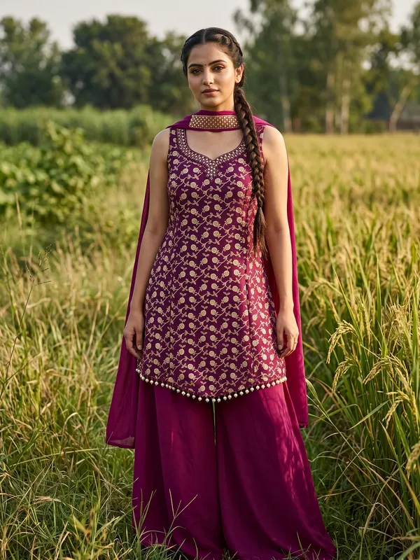 Magenta_Embroidered_Straight_Kurta_Set_for_Women