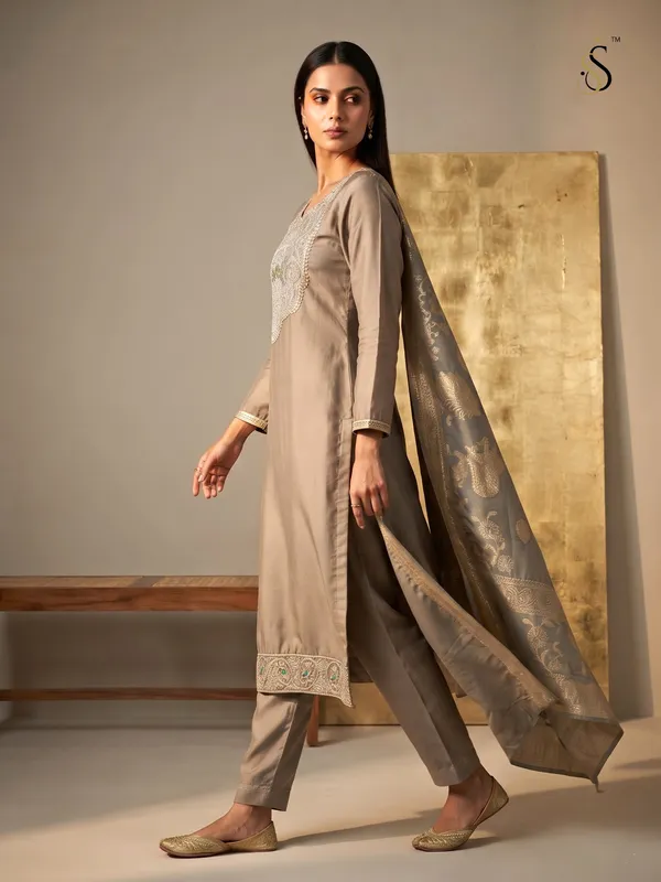 Taupe_Embroidered_Straight_Kurta_Set_for_Women
