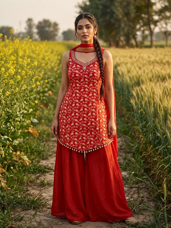 Red_Embroidered_Kurta_Sharara_Set_for_Women