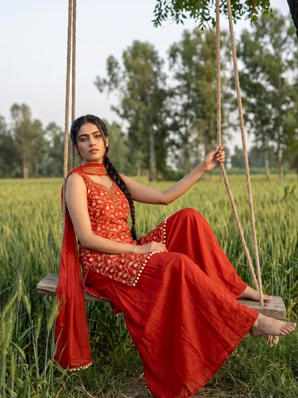 Red_Printed_Anarkali_Suit_Set_For_Women