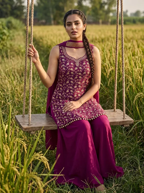 Magenta_Embroidered_Straight_Kurta_Set_for_Women