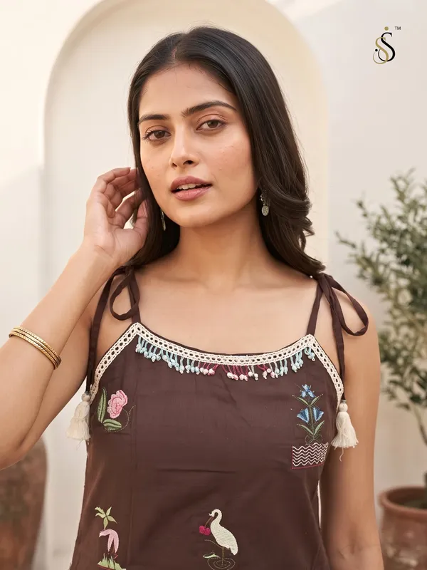 Brown_Embroidered_Kurta_Set_With_Dupatta_For_Women