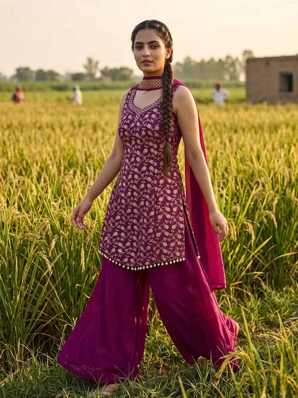 Magenta_Embroidered_Straight_Kurta_Set_for_Women