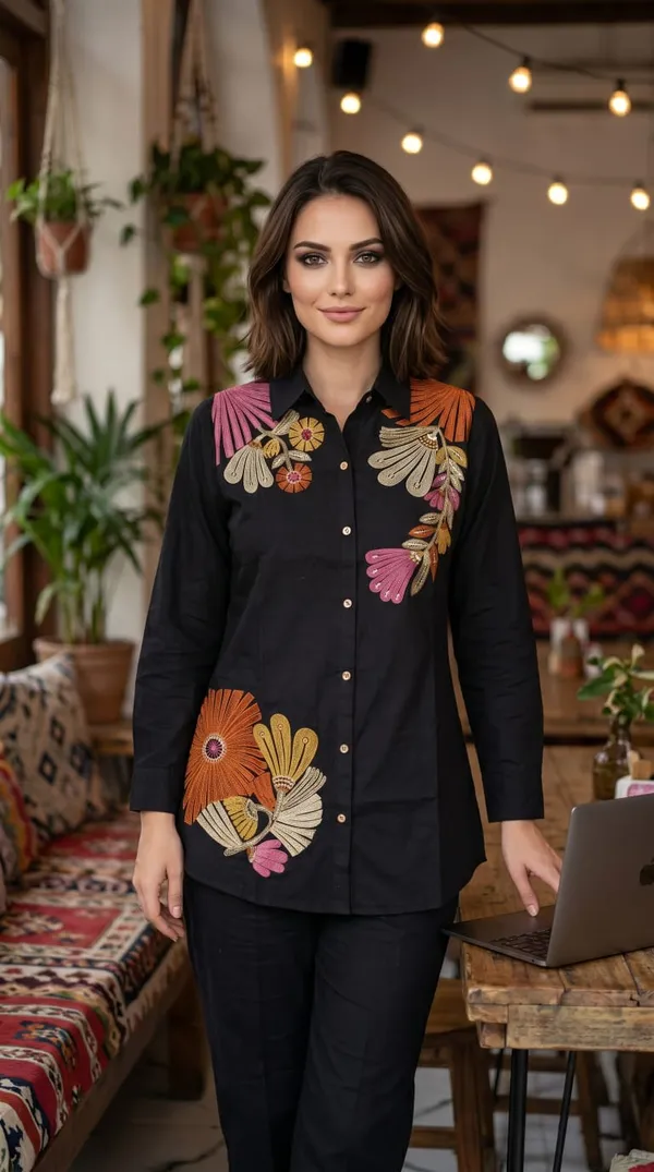 Black_Embroidered_Shirt_And_Pants_Set_for_Women