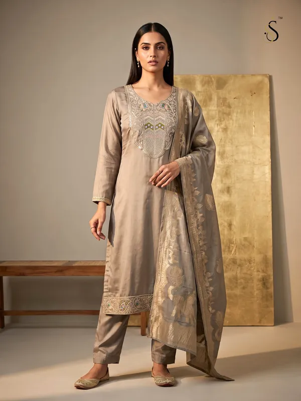 Taupe_Embroidered_Straight_Kurta_Set_for_Women
