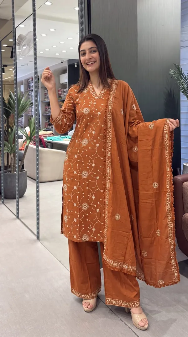 Rust_Embroidered_Straight_Kurta_Set_for_Women