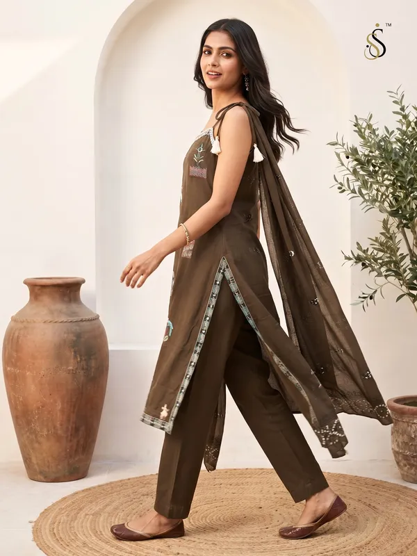 Brown_Embroidered_Kurta_Set_for_Women