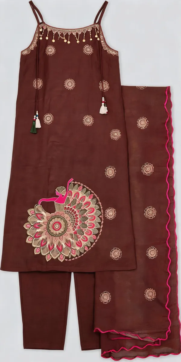 Brown_Printed_Sleeveless_Kurta_Set_For_Women