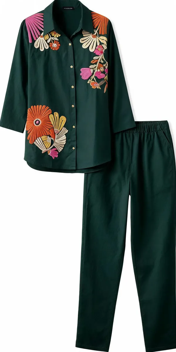 Green_Embroidered_Kurta_And_Pants_Set_for_Women