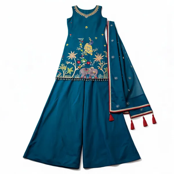 Teal_Embroidered_Ethnic_Suit_Set_for_Women