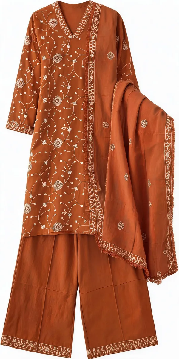 Rust_Embroidered_Straight_Kurta_Set_for_Women