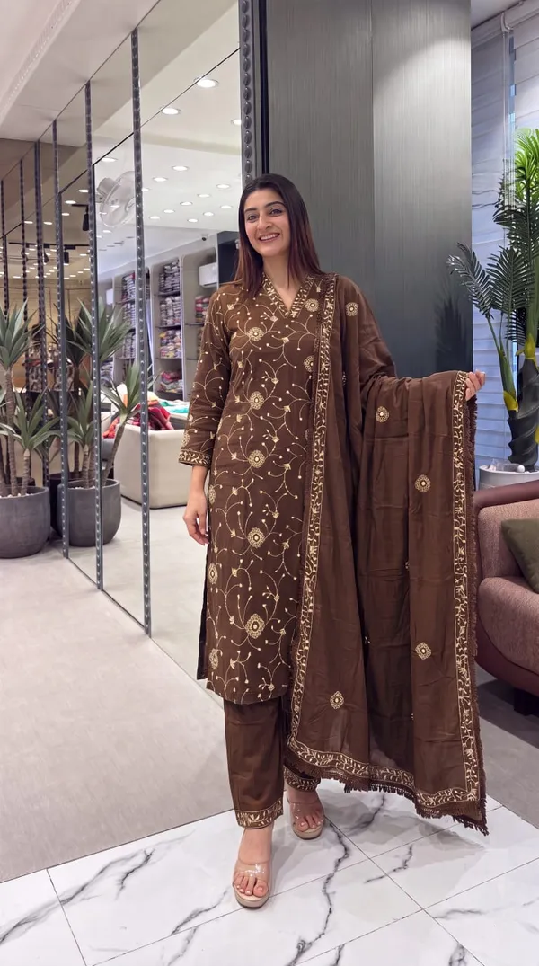 Brown_Embroidered_Straight_Suit_Set_for_Women