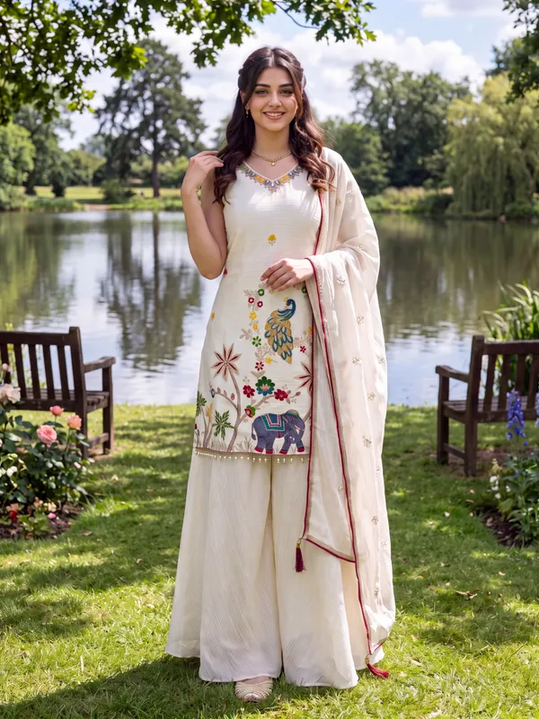 Ivory_Embroidered_Kurta_Set_For_Women