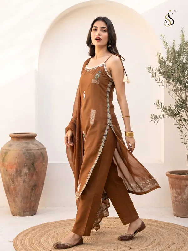 Brown_Embroidered_Kurta_Set_for_Women