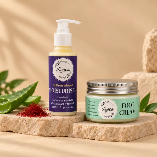 Ayana_Saffron_&_Almond_Oil_Infused_Moisturiser_&_Herbal_Foot_Cream_With_Aloe_Vera_&_Urea_Pack_Of_2