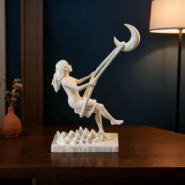 White_Woman_Swinging_Crescent_Moon_Decorative_Sculpture