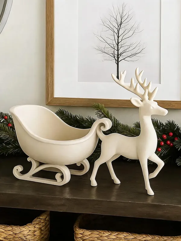 White_Reindeer_Sleigh_Christmas_Decor