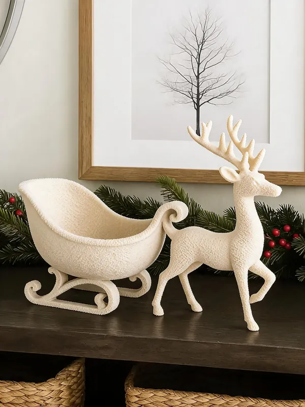 White_Reindeer_Sleigh_Christmas_Decor