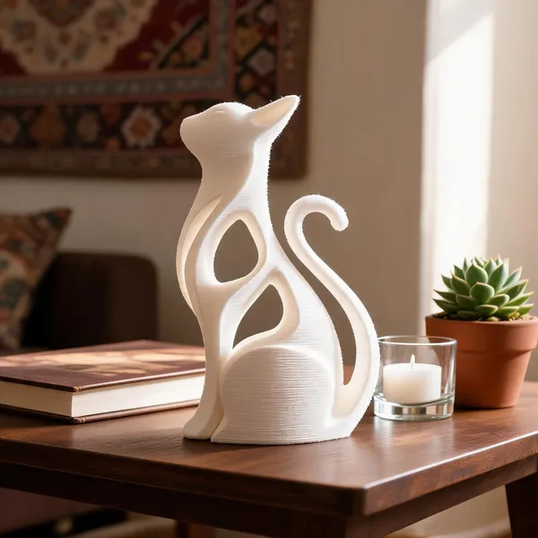 White_Sculptural_Cat_Decorative_Vase