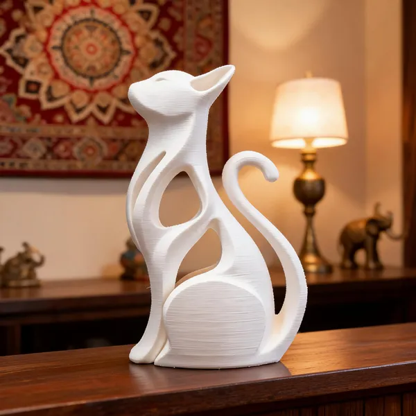 White_Sculptural_Cat_Decorative_Vase
