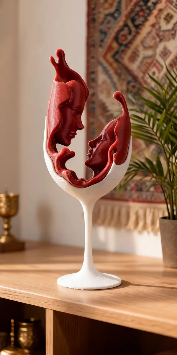 White_And_Red_Embracing_Faces_Sculptural_Showpiece