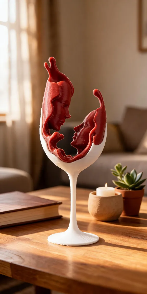 White_And_Red_Embracing_Faces_Sculptural_Showpiece