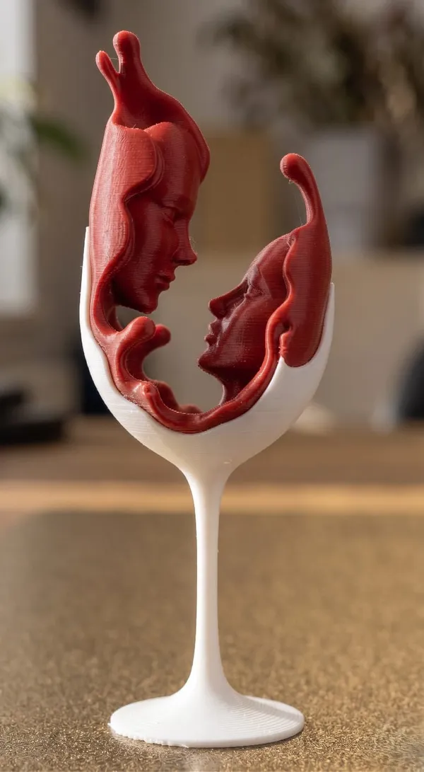White_And_Red_Embracing_Faces_Sculptural_Showpiece